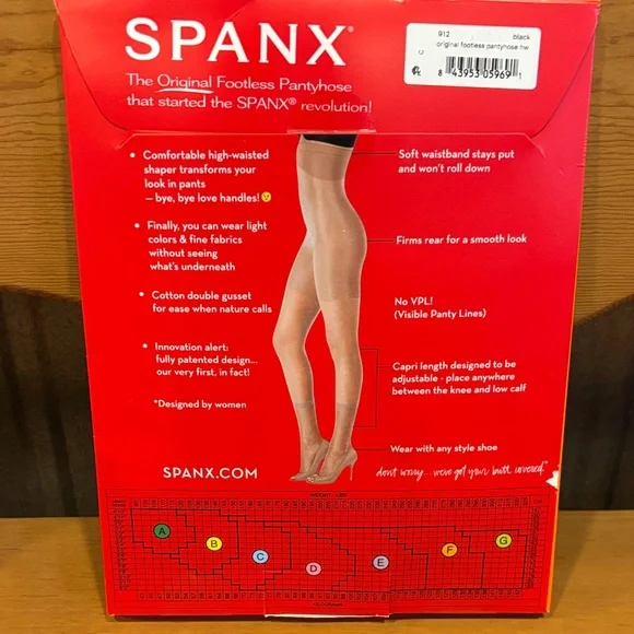 SPANX High-Waisted Footless Pantyhose in color black size C - Picture 5 of 5